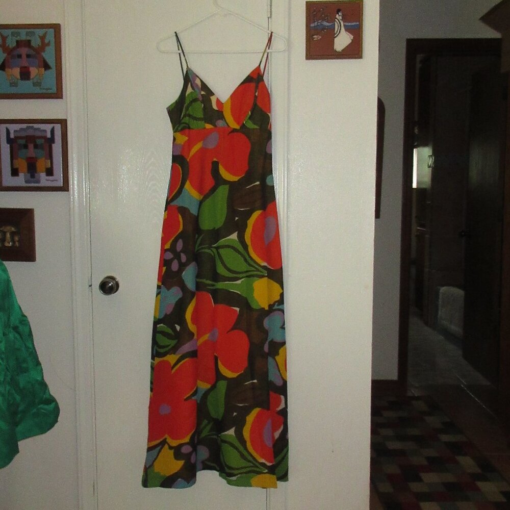 Striking SABA CALIFORNIA Floral Multicolor Maxi Gown Lined Party Dress Size 8